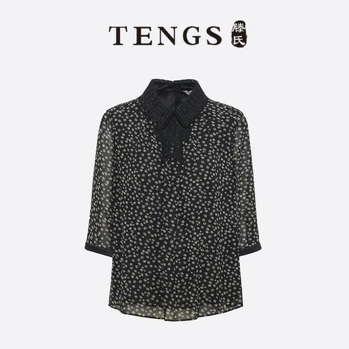 TENGS轻松休闲碎花雪纺半袖小衫