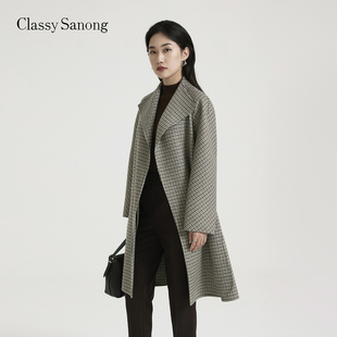 TENGS滕氏/萨侬女装秋冬新款舒适百搭职场通勤纯色休闲绵羊毛大衣