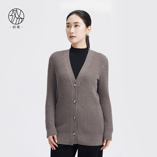 TENGS滕氏/织希女装冬季新款舒适百搭职场通勤羊毛长袖针织开衫