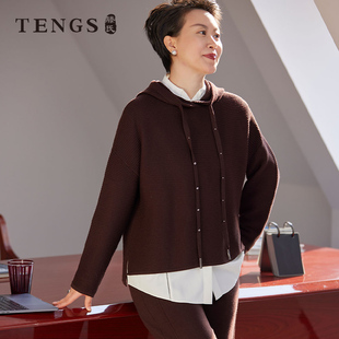 TENGS滕氏女装秋冬新款休闲质感绵羊毛针织衫舒适通勤百搭上衣