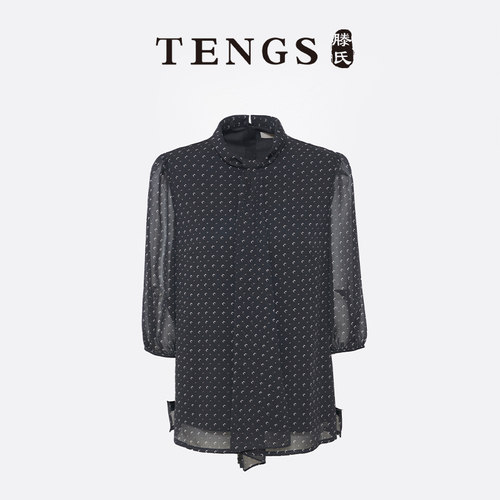 TENGS轻松休闲半袖薄纱衬衫