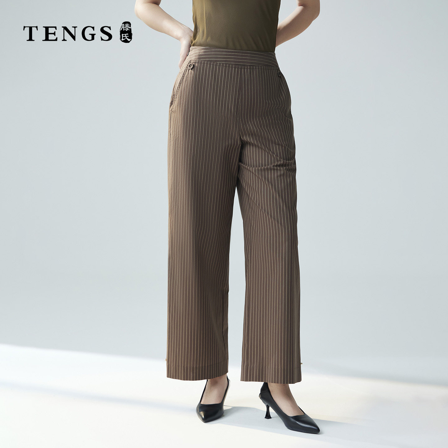 TENGS经典条纹通勤西装套装