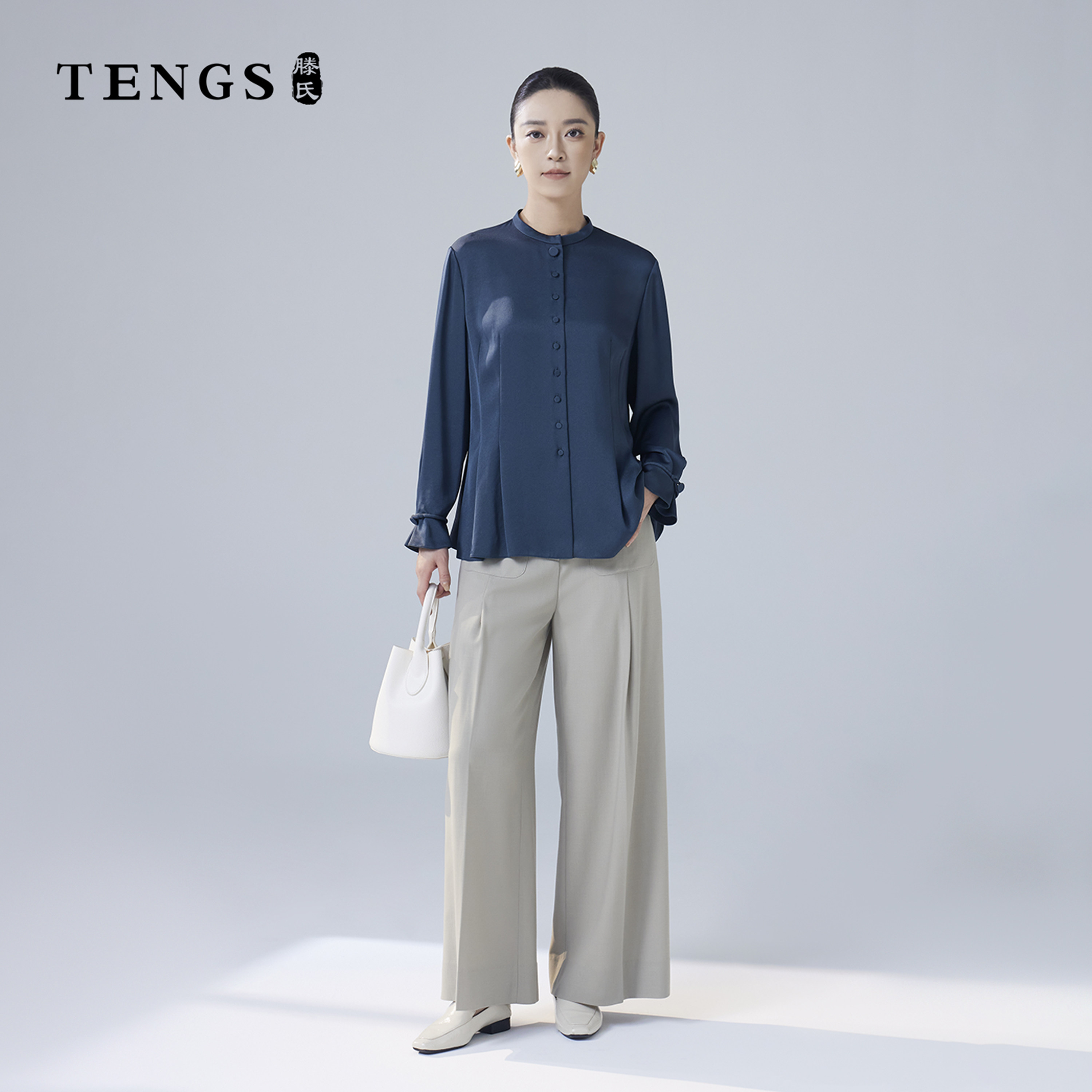 TENGS醋纤优雅修身长袖衬衫