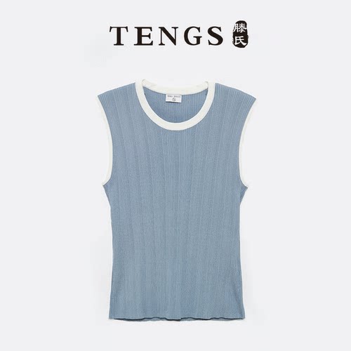 TENGS柔软透气圆领无袖针织衫