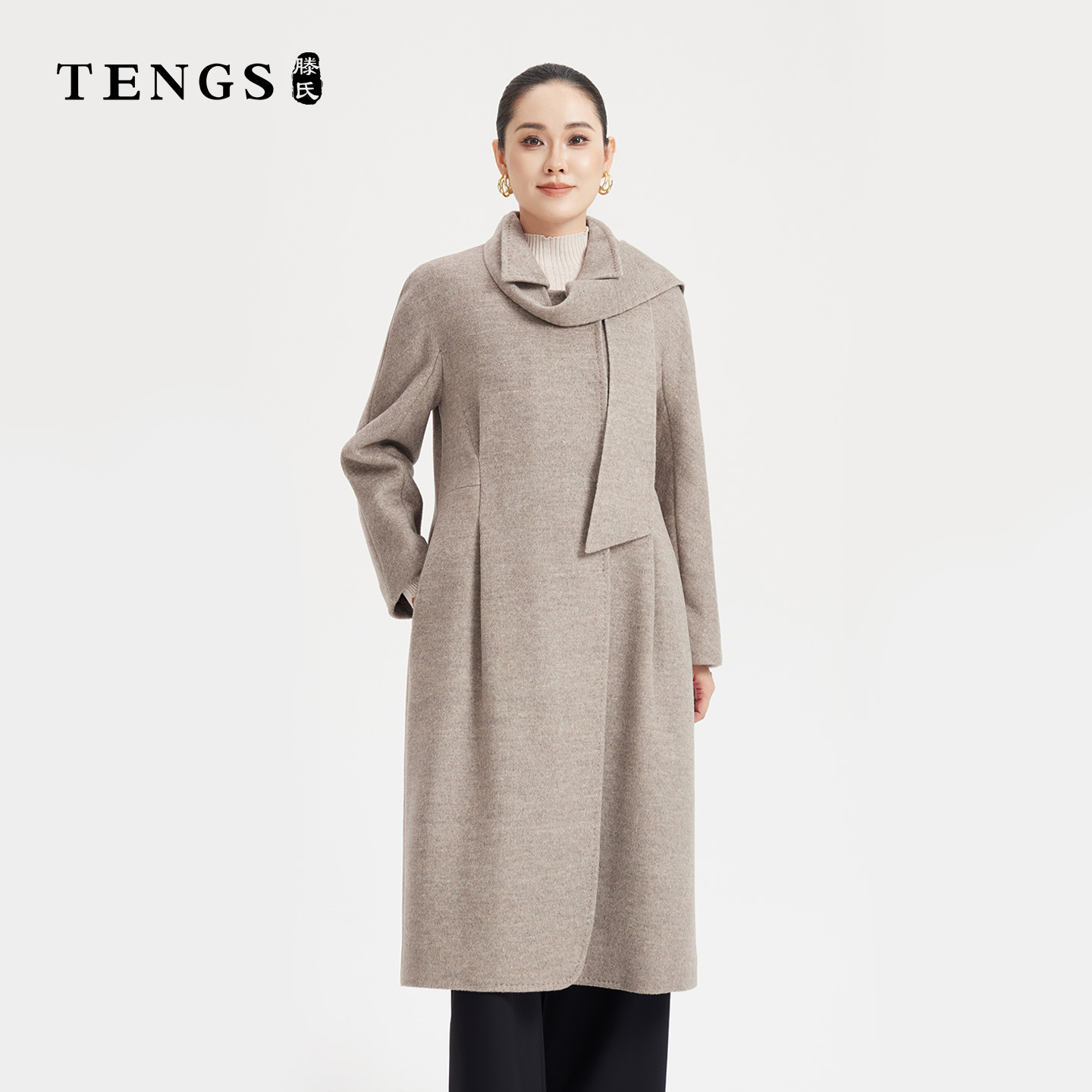 中长款翻领毛呢外套气质通勤