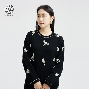 TENGS滕氏/织希女装秋冬新款简约优雅气质纯色百搭羊毛针织连衣裙