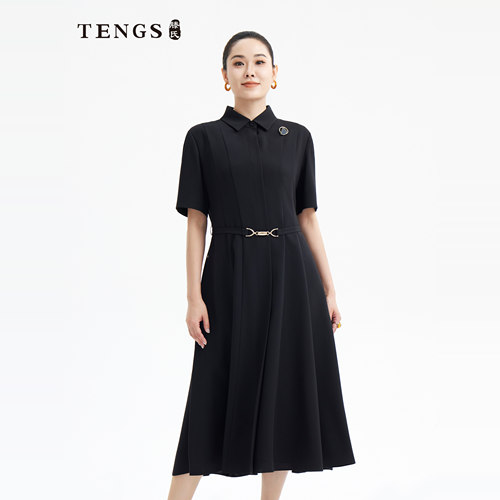 TENGS黑色气质感连衣裙