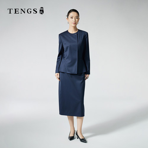 TENGS/滕氏夏季新款女装极简风通勤百搭舒适纯色上衣