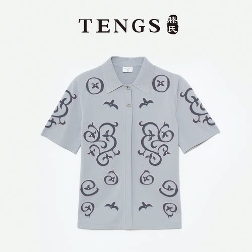 TENGS花纹提花图案套头针织衫
