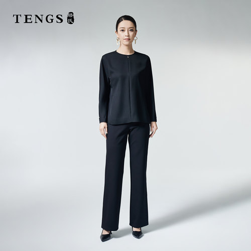 TENGS/滕氏女装秋季新款优雅气质百搭职场长袖上衣