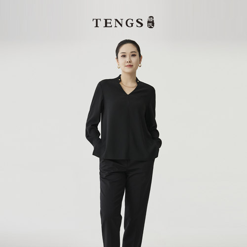 TENGS滕氏棉感长袖衬衫宽松舒适