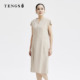 TENGS滕氏女装 极简V领刺绣女夏无袖 通勤气质连衣裙