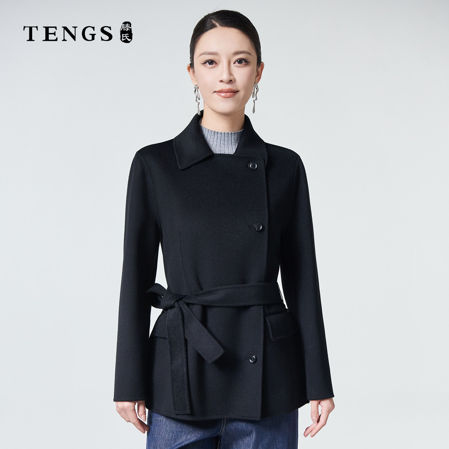 织希TESSITI/滕氏企业女装冬季新款百搭通勤日常舒适双面短大衣