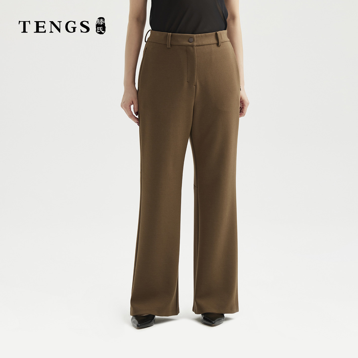 TENGS春夏咖色舒适百搭休闲裤