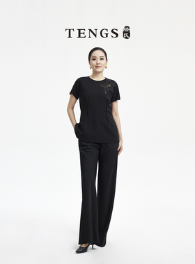 TENGS滕氏/萨侬女装春夏款纯色舒适优雅百搭通勤轻奢高级感长裤