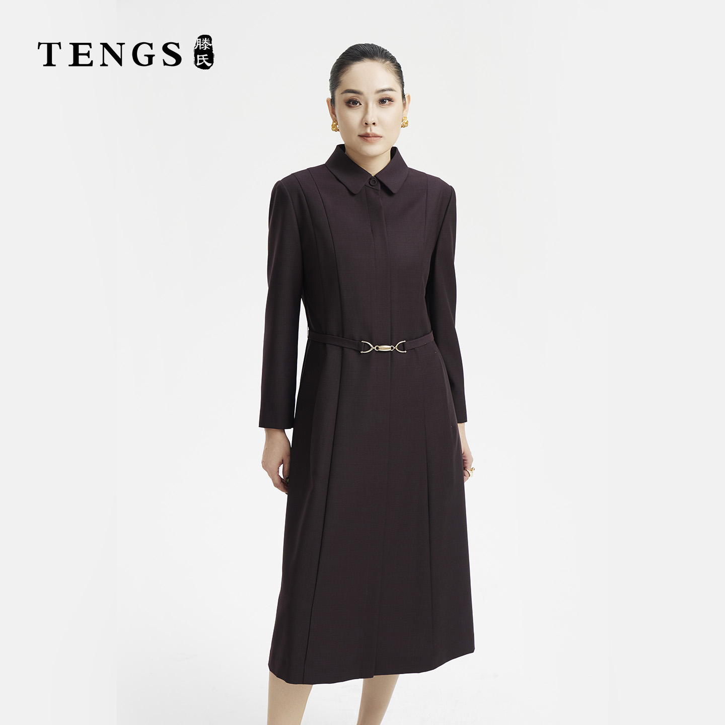 百搭职场通勤纯色休闲连衣裙