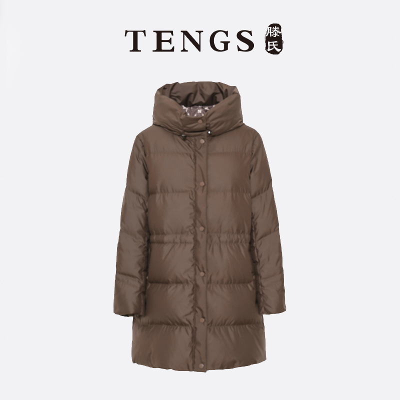 TENGS复古通勤连帽羽绒服
