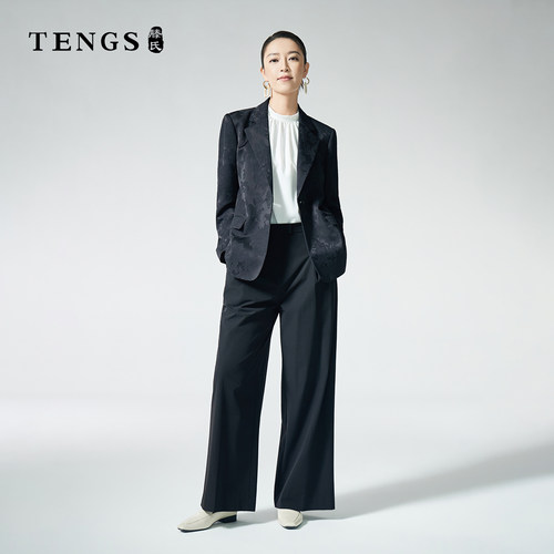 TENGS滕氏女装新款优雅气质简约干练通勤百搭纯色上衣