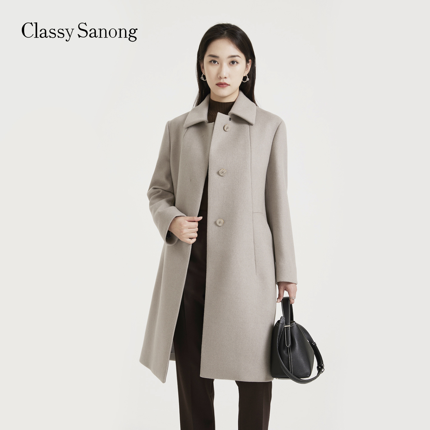 百搭职场通勤保暖羊毛长大衣