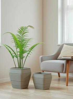 新中式复古水泥落地花盆花瓶庭院花园别墅博物馆家居花艺蕨类绿植