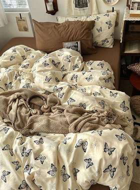 超柔四件套A类母婴级纯棉水洗棉床单被套床笠学生宿舍三件套