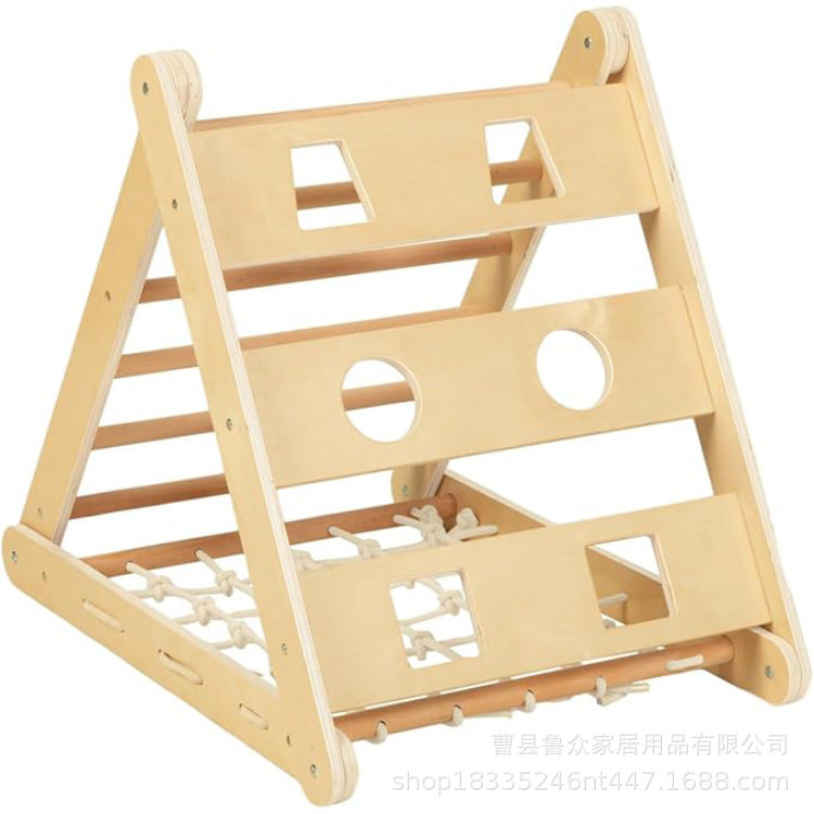 木质儿童游乐场攀爬架室内小型宝宝感统训练爬梯实木多面三角架