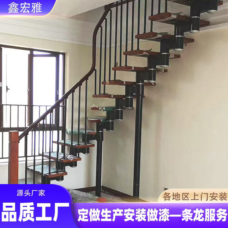 现代简约别墅阁楼钢木楼梯厂家