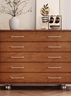 中古新款加厚五斗柜家用主卧餐边柜边柜实木带抽屉储物柜收纳柜