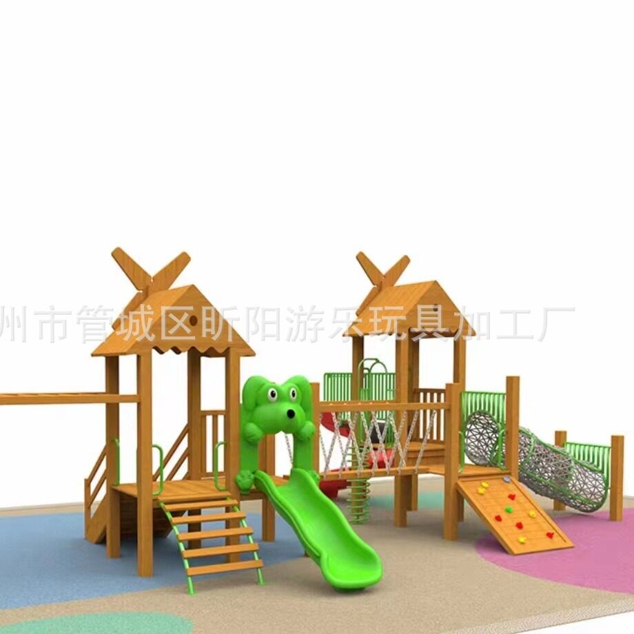 木制户外滑梯秋千幼儿园大型儿童木滑梯秋千攀爬游戏屋美式滑滑梯