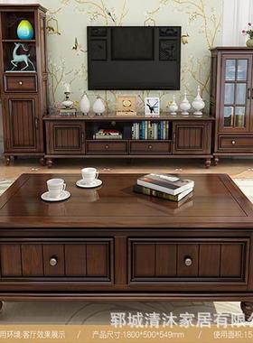 复古风小户型现代电视柜简约木质客厅储物柜卧室储物柜茶几组合