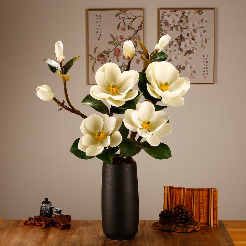 复古黑金陶瓷花瓶摆件客厅中式插花腊梅干花粗陶花器装饰