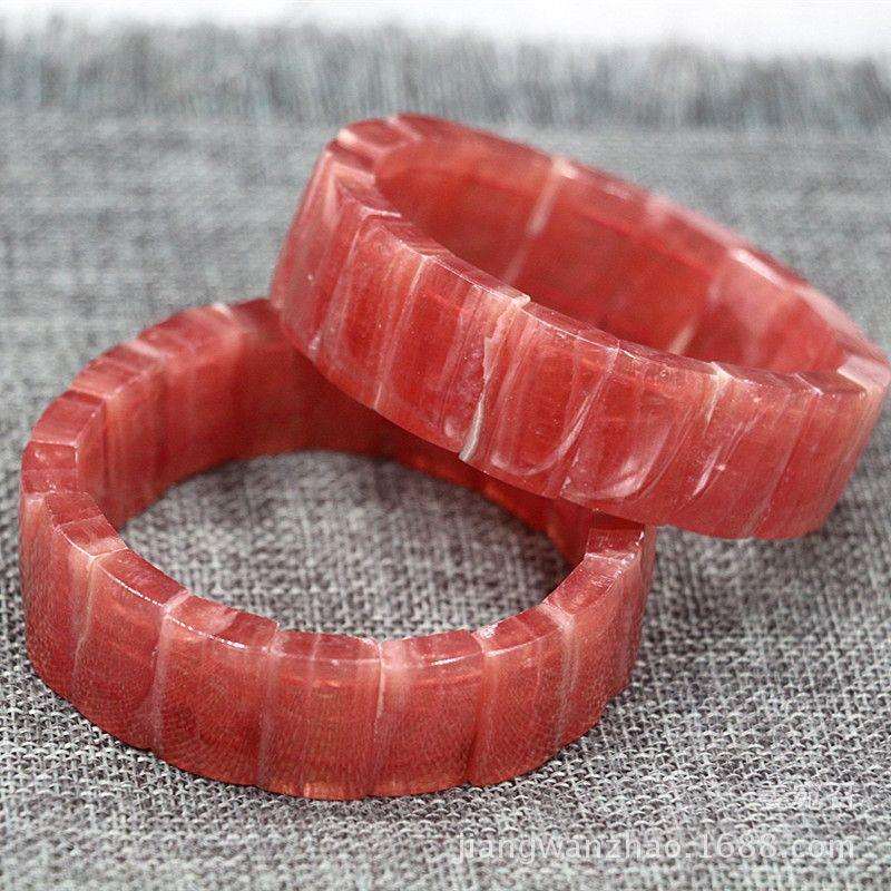 石前石代天然红纹石手排冰种红纹石红纹石菱锰矿