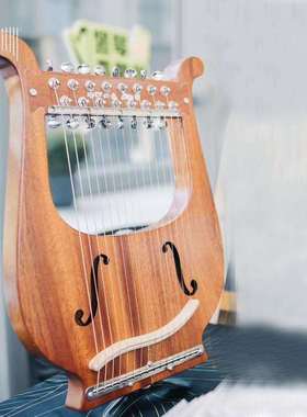 原木色竖琴小竖琴16根弦带F孔沙比利木可弦钮进行调音