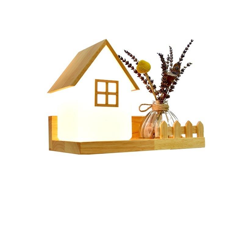 北欧卧室床头壁灯创意阳台装饰客厅过道日式绿植物房间儿童墙壁灯