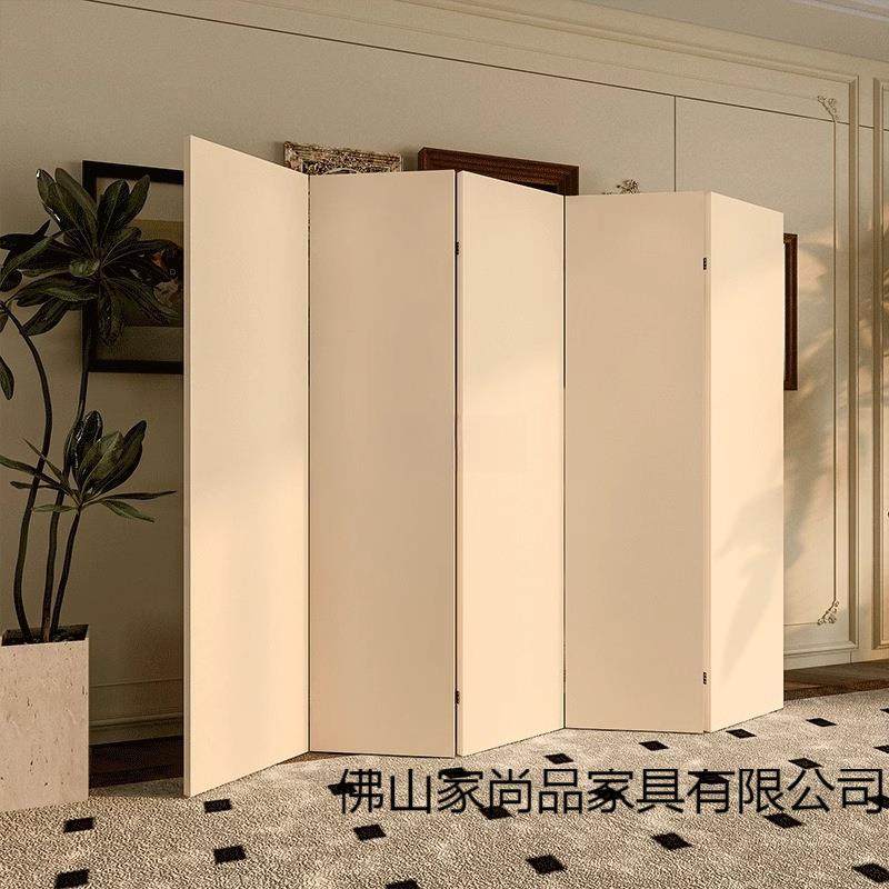 奶油风屏风隔断客厅餐厅卧室家用入户玄关遮挡可折叠移动复古折屏