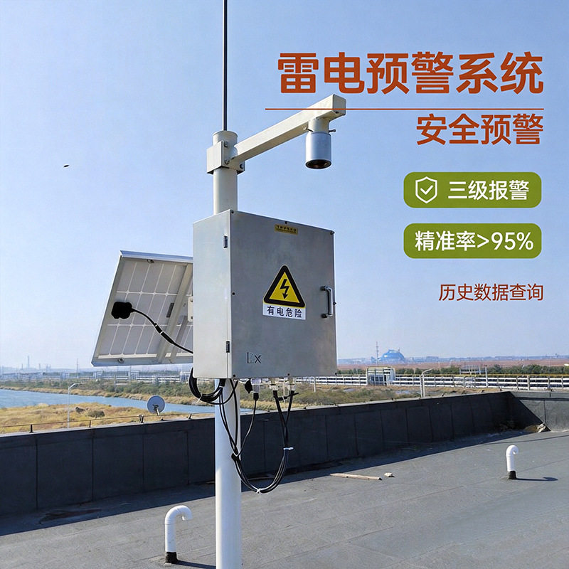 宁波油库雷电预警系统安装太阳能供电传输免布三级声光报警4G传输