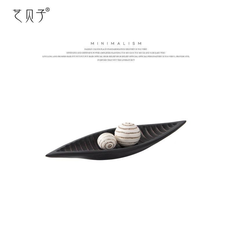 艺贝子现代简约创意摆件样板房间售楼处花瓣树叶收纳托盘软装饰品