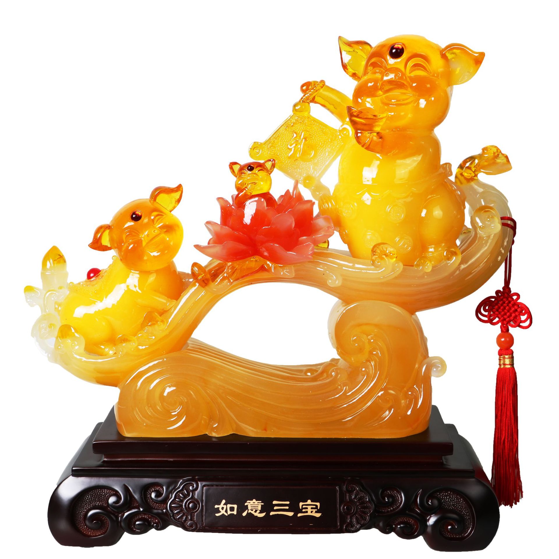 2018新款猪年摆件生肖猪仿玉树脂工艺品批发家居客厅摆设乔迁送礼