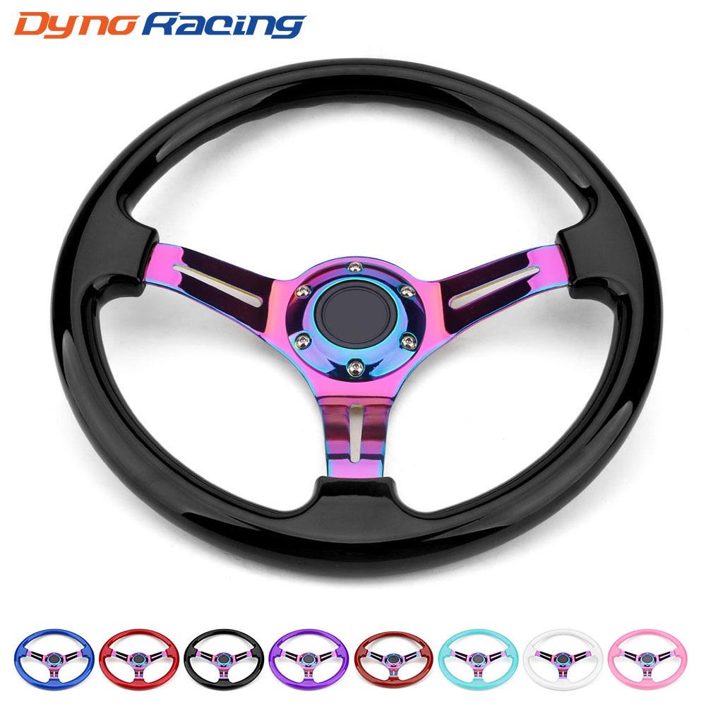 汽车改装14寸ABS方向盘6孔通用彩色支架赛车方向盘350MM