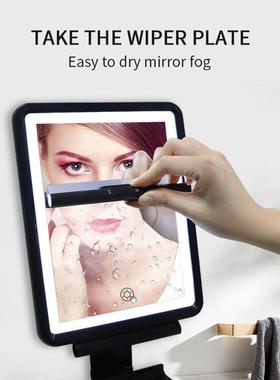 led壁挂式化妆镜可除雾贴墙镜带置物架挂勾男士刮胡子剃须灯镜