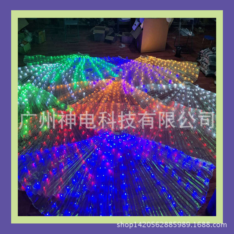 万圣节七彩发光舞台表演翅膀闪光酒吧演出翅膀七彩晚会发亮翅膀