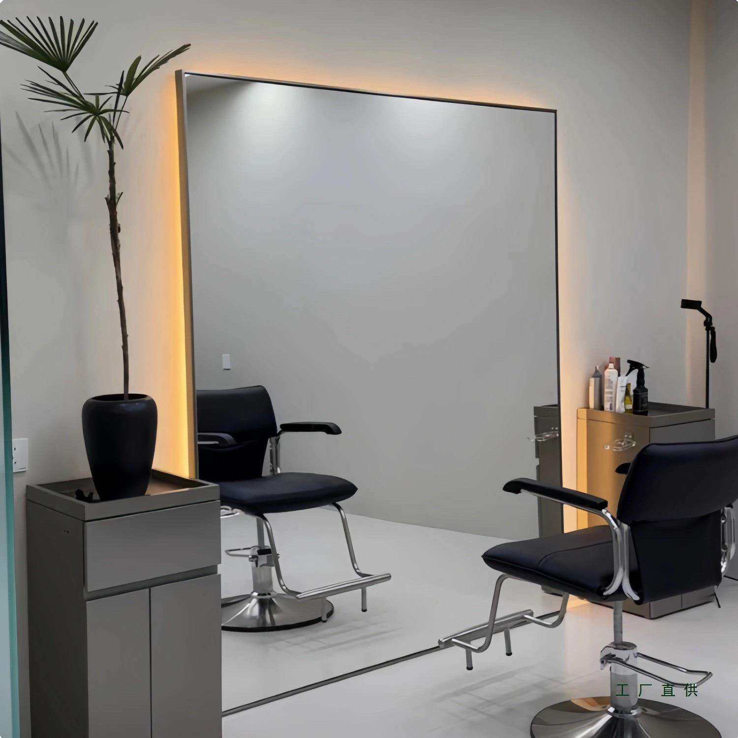 美发店镜台发廊专用单双面网红理发店挂墙全身剪发镜子落地镜带灯