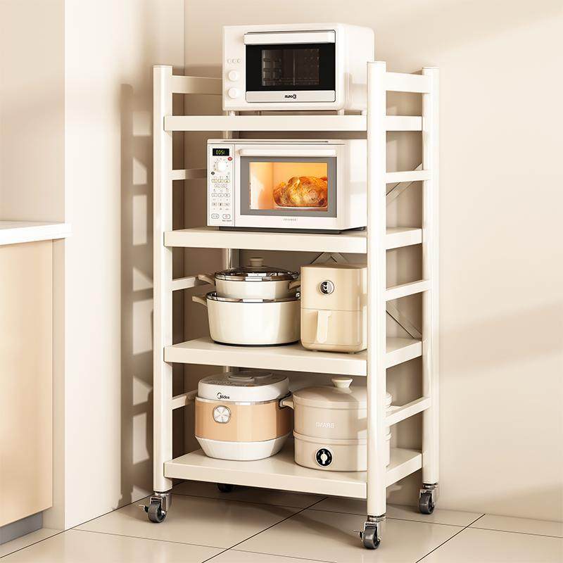 厨房夹缝置物收纳架多功能冰箱侧面折叠架家用落地多层微波炉架子