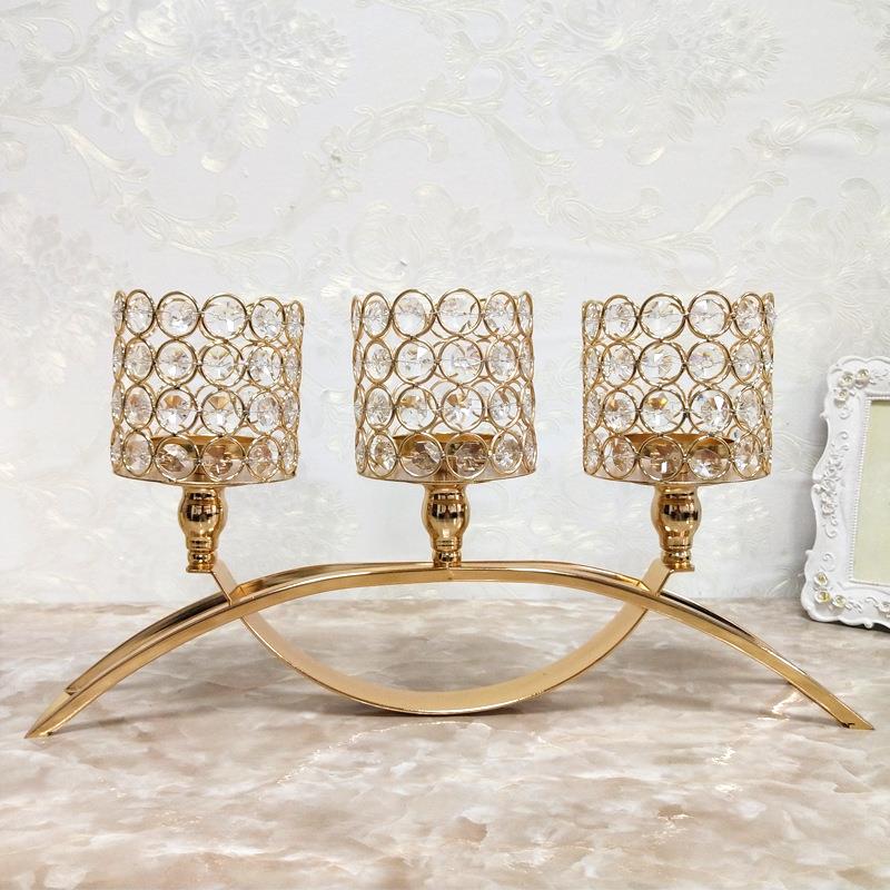 直销2018年新款欧式三头拱桥烛台浪漫烛光晚餐吧台装饰摆件