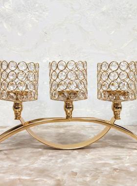 直销2018年新款欧式三头拱桥烛台浪漫烛光晚餐吧台装饰摆件