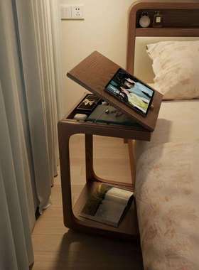 可移动边几小桌子实木沙发旁边柜带轮小茶几卧室床边简约床头柜