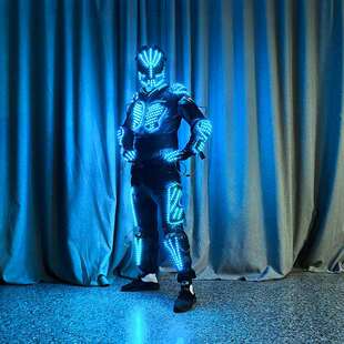 LED七彩光铁血面具战士盔甲套装万圣节铠甲机器人演出装发光服装