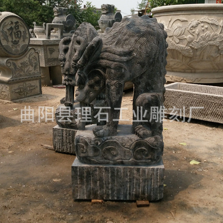 石雕避水兽 大理石蚣蝮 青石仿古吸水兽雕塑 招财进宝图片
