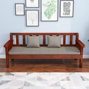 实木沙发组合客厅双人三人长椅出租房卧室沙发椅商场休息长条椅子