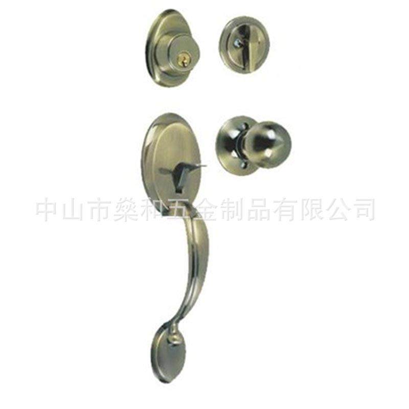 大门锁防盗门锌合金把手别墅铜门进户门拉手加厚仿古铜通用型